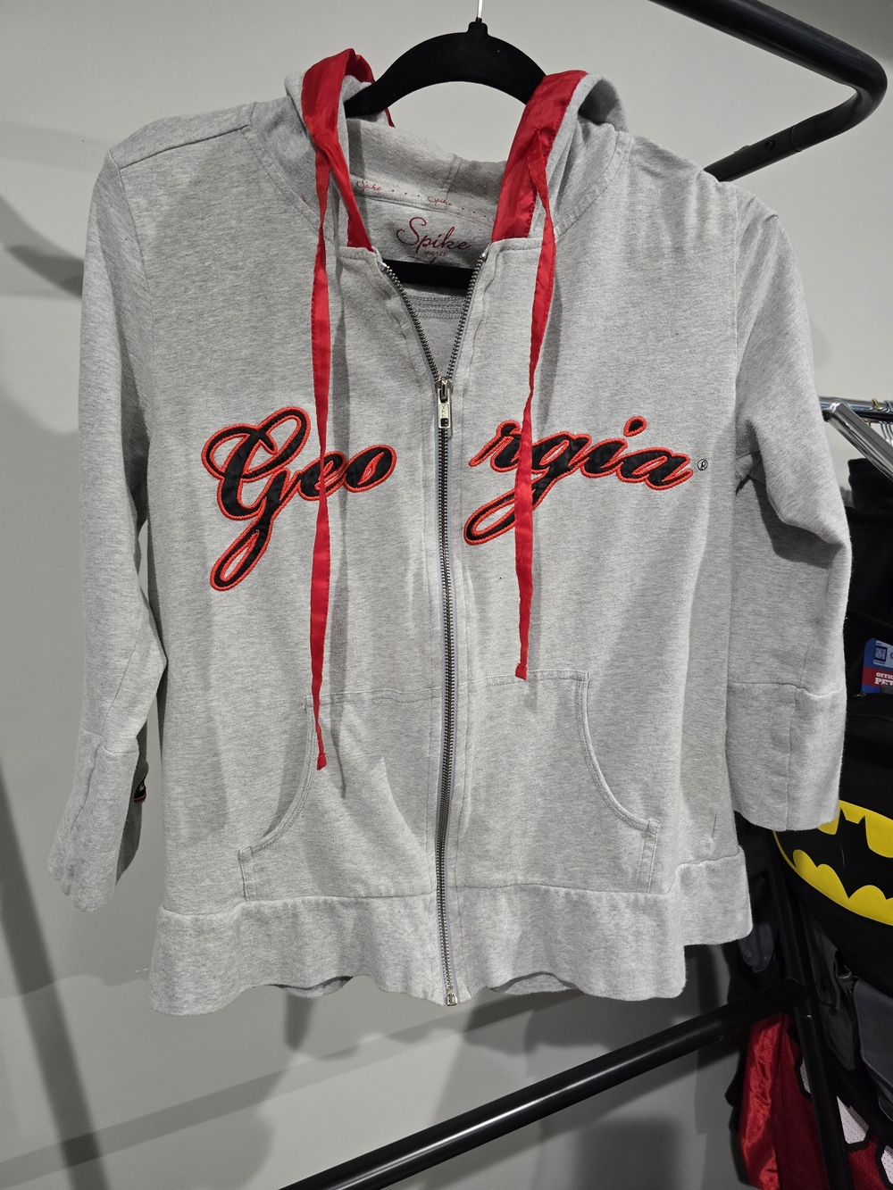 Georgia Bulldogs Spike Sports Women’s Large 3/4 Sleeve Full Zip Hoodie Gray Red